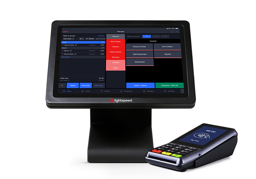 POS with Restaurant interface, and payment terminal